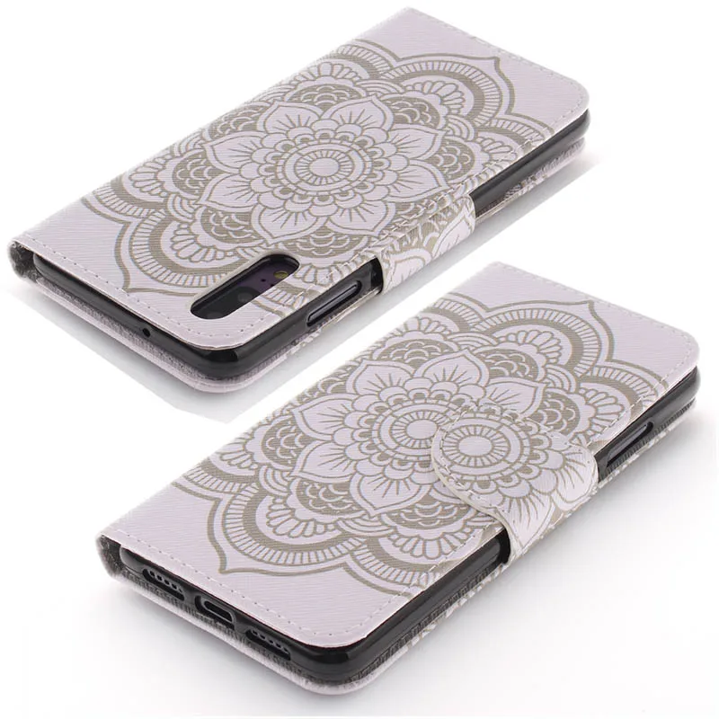 White Flowers Для iPhone 7 Чехол 8 6 6S X из искусственной кожи PU чехол для телефона s для huawei P20 P smart Y5 III P9 Lite mini Y6 Pro B42 - Цвет: White Flowers