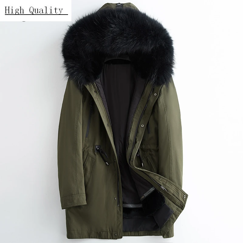 

Winter Coat Men Real Raccoon Fur Hooded Rabbit Fur Liner Parkas 2020 Korean Warm Long Fur Jacket Man Coats Hiver 19001381