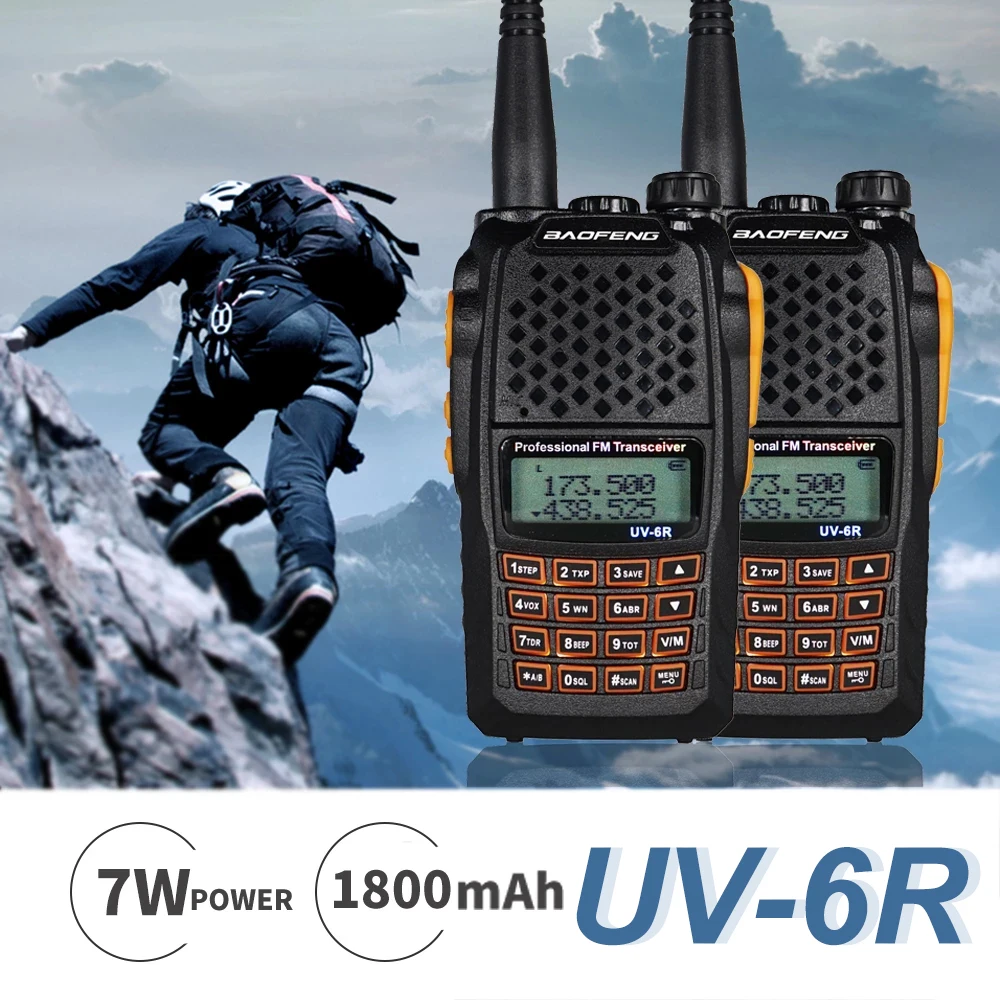 Рация Baofeng UV-6R мощность 7 Вт 2 шт. VHF/UHF Двухдиапазонный портативный FM-трансивер