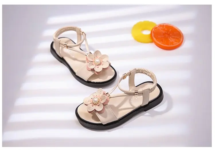 Sandals Girls Kids Sandals Princess Sweet Flower Children Summer Beach Shoes 2020 Brand New Soft Sweet Floral With Pearl 26-36