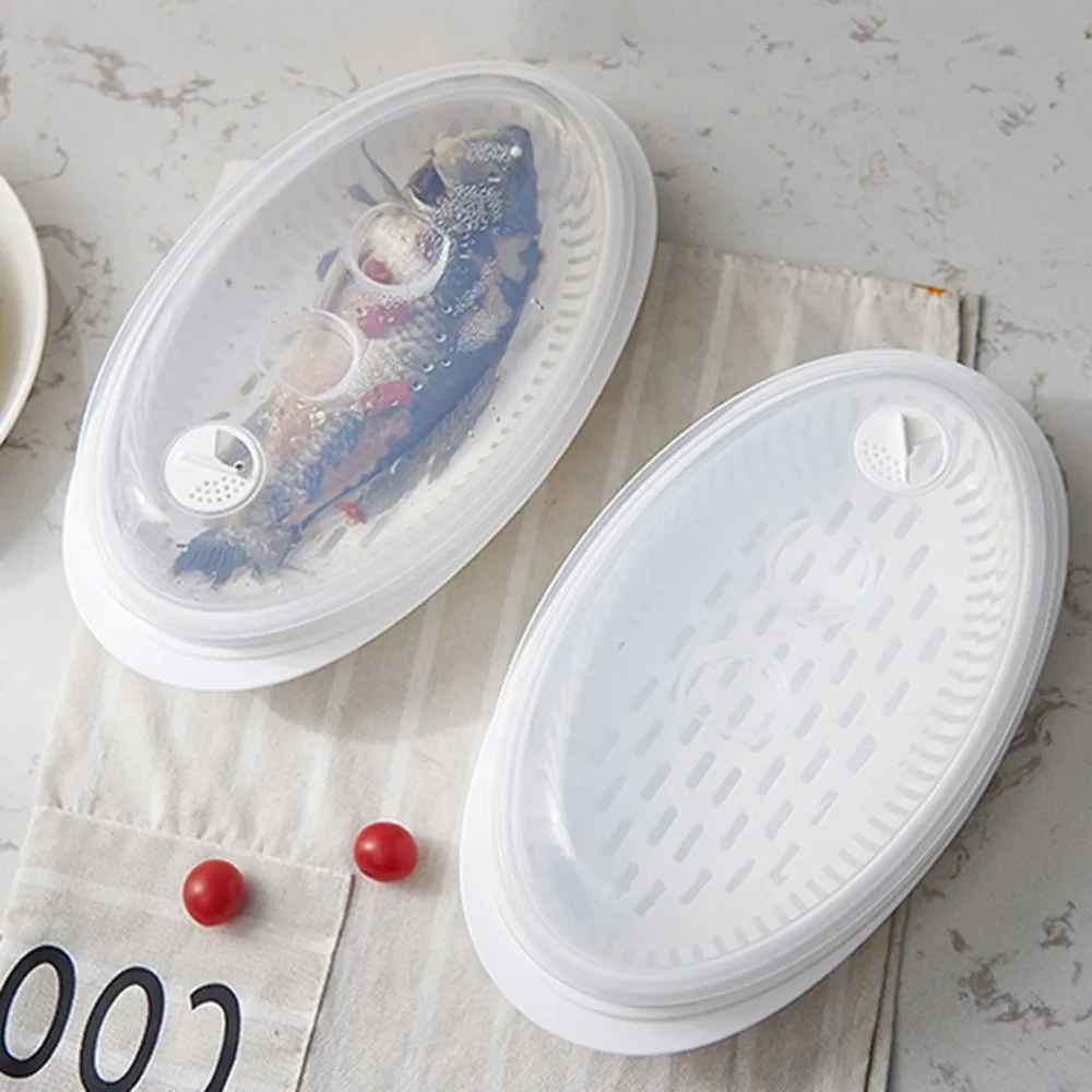 Пластиковая белая портативная Пароварка для микроволновой печи с крышкой пластиковые Кухонные инструменты Кухонная утварь коробки контейнера для рыбы мульти здоровые# 3F
