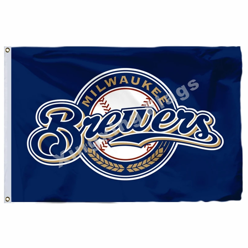 Milwaukee Brewers, национальный флаг, в полоску, 3фт X 5фт, полиэстер, Milwaukee Brewers, баннер, летающий размер, № 4, 90X150 см, пользовательский флаг