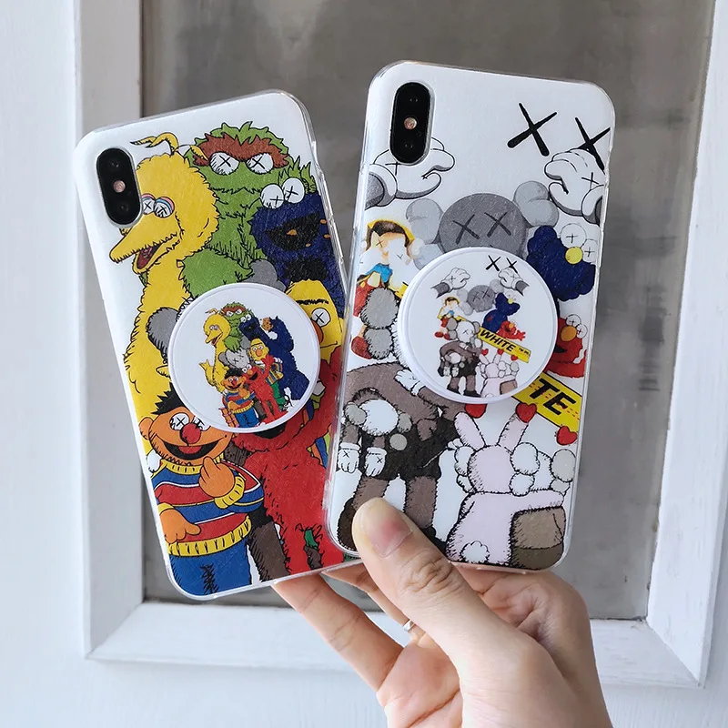 

KAWS Sesame Street Millet 9/9SE Phone Case 8/8se Creative with Stand Millet 6/6x Silk Pattern Silicone Case