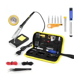 Kit de fer à souder électronique 60W, température réglable, coupe Flux de fil, outil de soudage, pompe à dessouder pour métal, bricolage, sac de transport 