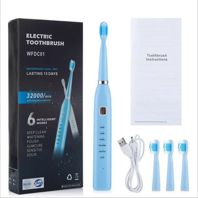 Electric Toothbrush Sonic IPX7 Waterproof Oral Care Dental Tool Replace Head USB Charging Intelligent Electric Toothbrush