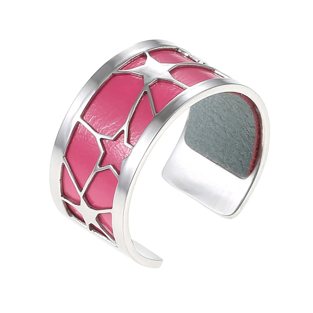 Pink and Gray Регулируемое кольцо Cremo из жоржета, кольца Argent Star для женщин, Bijoux mood, кольцо из нержавеющей стали, сменная кожа, Bague Femme - Цвет основного камня: Pink and Gray
