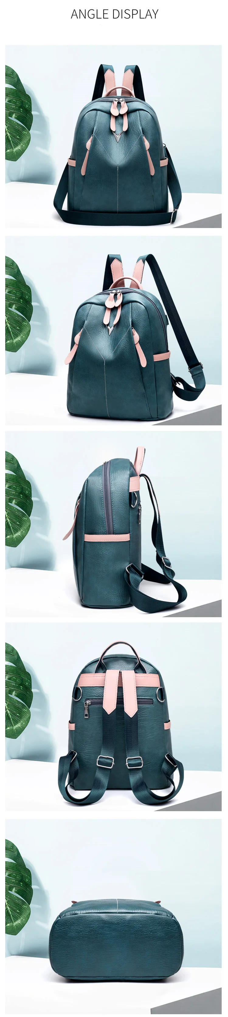 PU Leather Women's Backpacks Large Capacity Bag For Teenager Girls Fashion Solid Backpack Female Black Rucksacks Female backpack