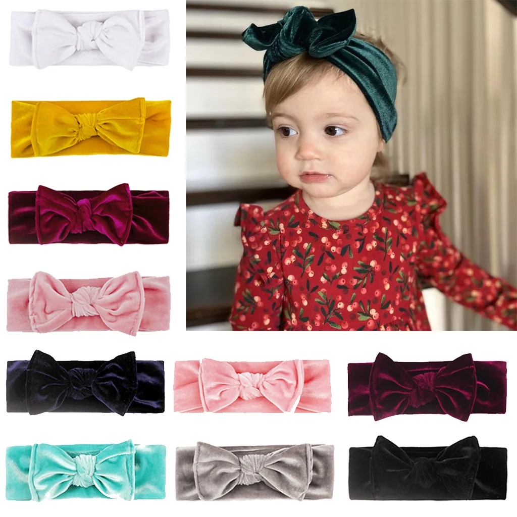 

Baby Headband Pleuche Bowknot Hair Bands Turban Wide Elastic Hairband Baby Hair Accessories Festival Decoration Photo Props