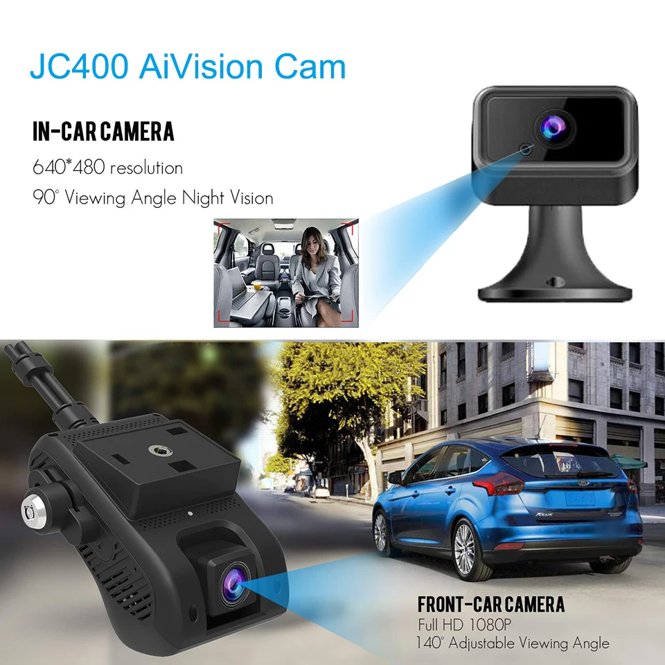 New 4G Dash Cam Vehicle Camera Aivision Car GPS Tracker JC400 Smart Tracking Video Recorder WIFI Hotspot Dual Camera 1080P