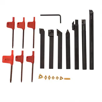 

12mm 21Pcs/Set Shank Lathe Turning Tool Holder Boring Bar +Insert+Wrench S12M-SCLCR06/SER1212H16/SCL1212H06