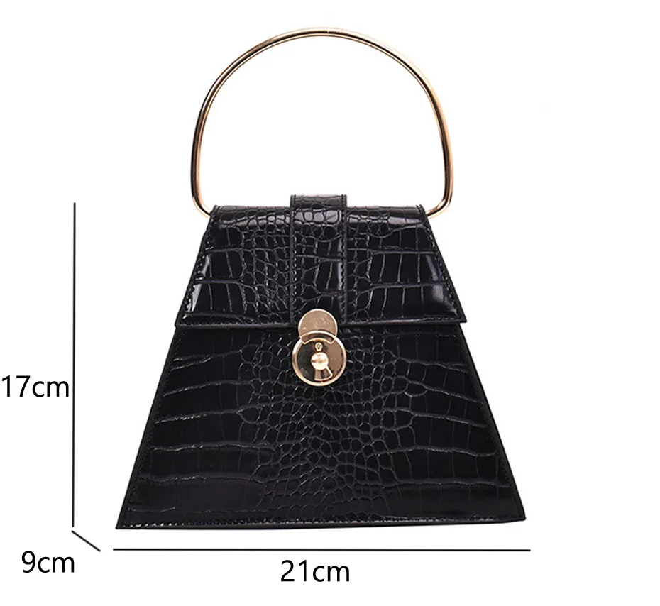 Женские сумки через плечо трапециевидной формы с каменным узором из искусственной кожи, женские сумки через плечо с металлической ручкой