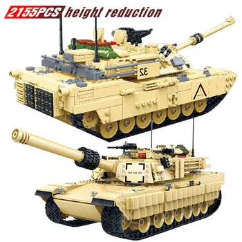 

Military United States M1A2 Main Battle Tank Model Building Blocks WW2 Army Soldier Figures Bicks Toys for Boys