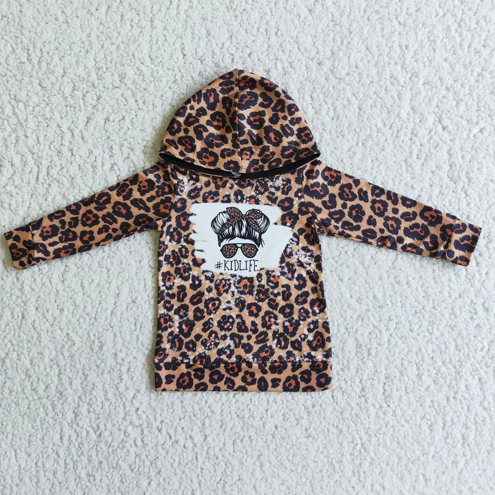 Childrens t shirts hoodie leopard print kidlife long sleeves girls ...