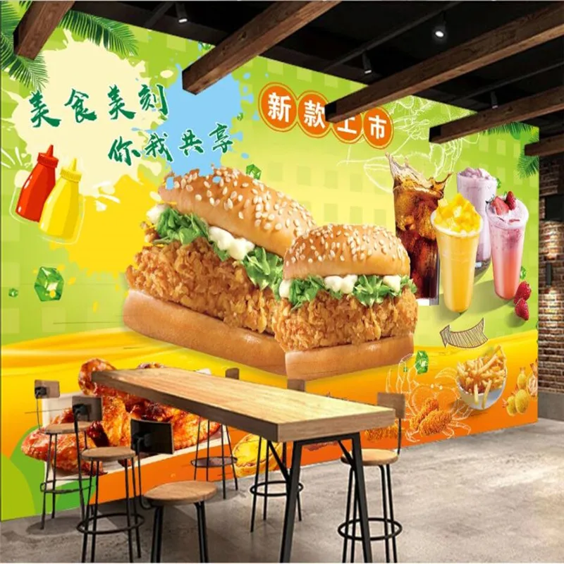 Вкусные гамбургеры западный ресторан промышленный Декор деревянная доска текстурированный фон настенная бумага 3D снэк-бар настенная бумага 3D