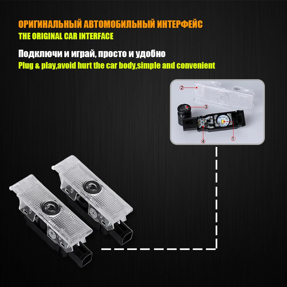 2 шт. светодиодный светильник для двери автомобиля привидение тень логотип
