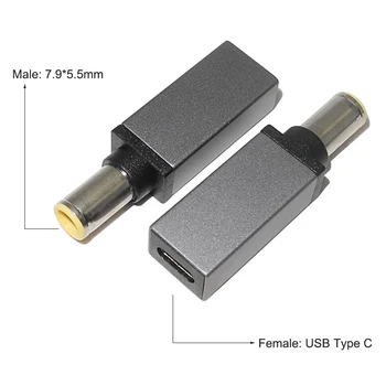 

USB-C Type C Female to 7.9*5.5mm Male PD Dc Power Adapter Charger Connector Converter for Lenovo R61 T410 T420S T400 T430 Laptop
