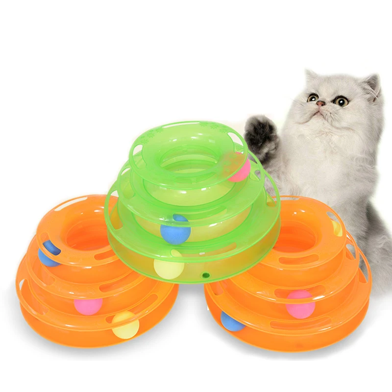 

Three Four Levels Pet Cat Toy Tower Improve Cat IQ Cat Amusement Toys Ball Cat Training Supplies Plastic Toy Tower With Ball