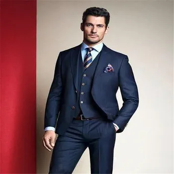 

Terno Masculino Mens Suits (Jacket+Pants+vest) Grooms Tuxedos Slim Fit Wedding Notched Lapel Three Piece Groomsmen Two Button