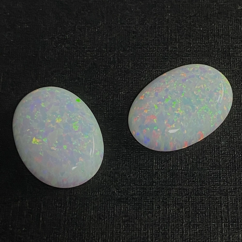Loose Gemstones Moissanite Jewelry Materials Loose Lab Grown Diamond Lab Grown Loose Diamond Loose Beads For Jewelry Making Lab Created Flatback Cabochon Oval 16x12mm White Fire Opal Beads Stone For Ring Making