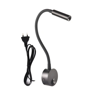 

New Plug Wired Flexible 3 Watts 3W Gooseneck Led Wall Light Sconce Lamp Lighting for Bedroom Reading Bathroom Long Arm