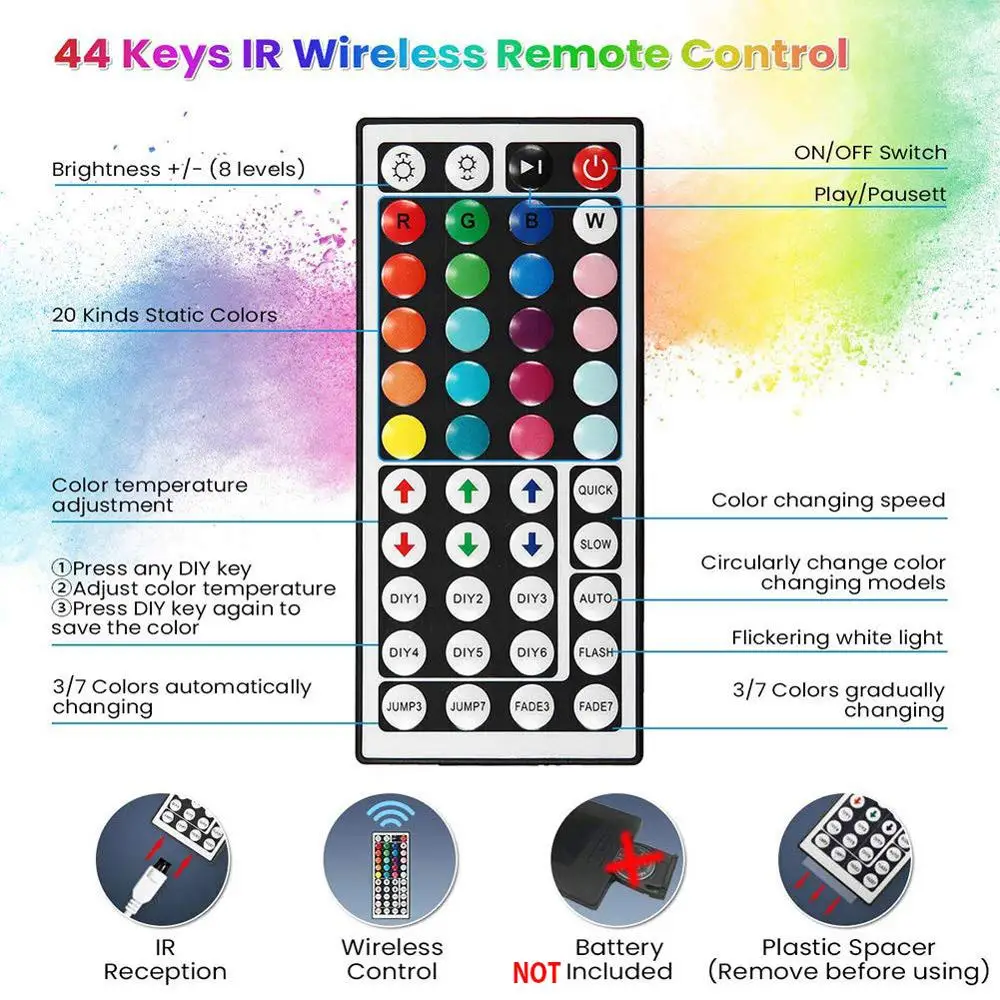 10 м Светодиодные Ленточные огни RGB smd 2835 Водонепроницаемые 5 м 15 м светодиодные ленты tiras с 44key ИК Удаленный rgb-контроллер 12 В блок питания