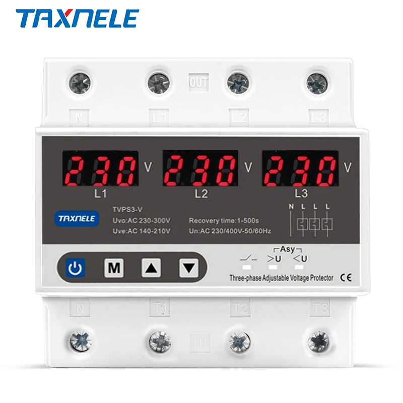 3 Three Phase Voltage Relay Protector 63a 60a 220v 380vac 3p+n Over