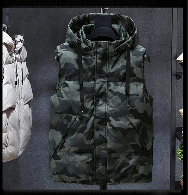 Fashion Sleeveless Jacket Thickening Vest With Hat Hooded Warm Vest Winter Waistcoat Men Women Casual Windbreaker 7XL 8XL