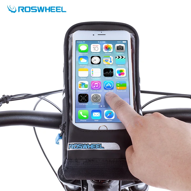 

Roswheel Bicycle Bag 5.5" Touch Screen Phone Bag for Cycling Rainproof MTB Road Bike Storage Pouch Bag Handlebar Front Bike Bag