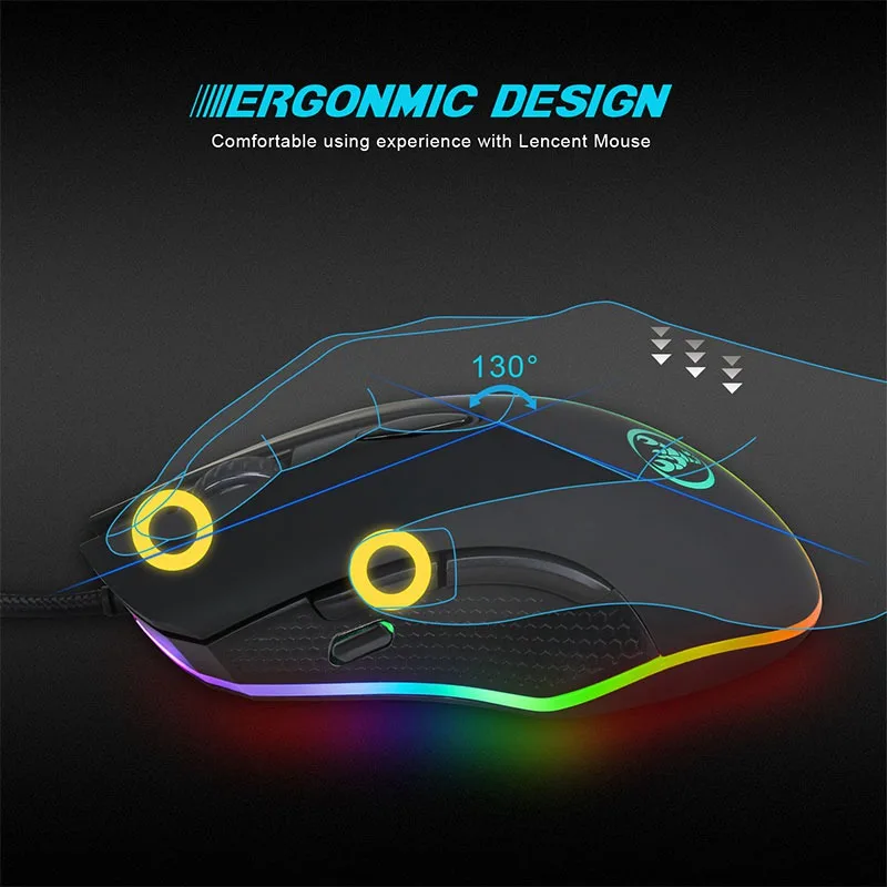 VicTsing светодиодный Оптическая Проводная игровая мышь USB механические мыши Макс 4800 dpi 6 кнопок компьютерная мышь с цветным светильник