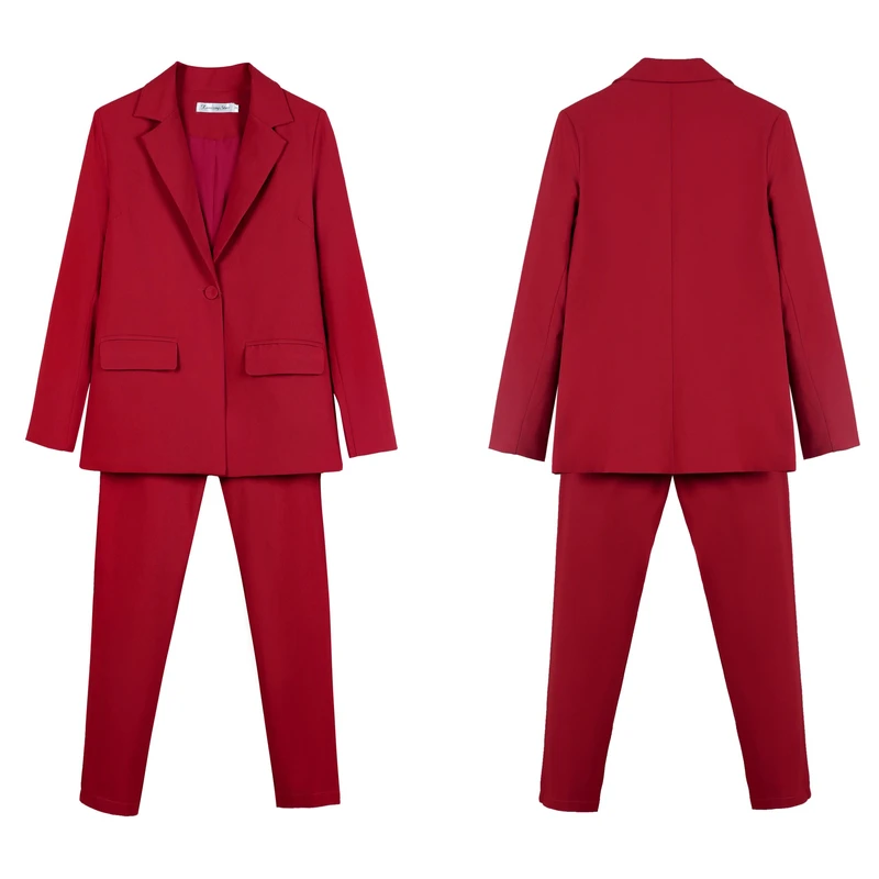 Work Pant Suits OL 2 Piece Set for Women Business interview suit set uniform smil Blazer and Pencil Pant Office Lady suit