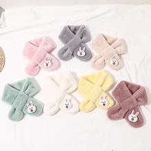 Различные Зимние новые детские шарфы с изображением медвежонка и кролика, шарфы для мальчиков и девочек, чистый цвет, плюшевый шейный платок