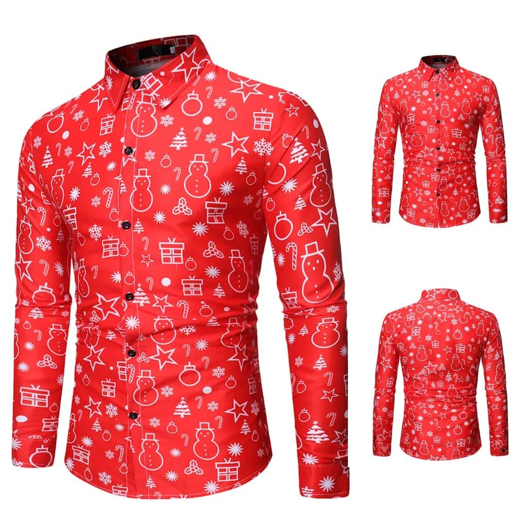 Новые модные красные рубашки для мужчин, Повседневная Рождественская рубашка с принтом животных, топ, блузка, Мужская одежда, Прямая