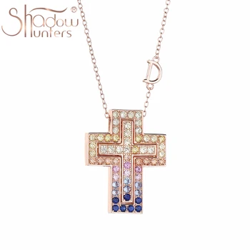 

SHADOWHUNTERS Original 925 Sterling Silver Colorful Cross Pendant Choker Necklaces For Women Japan Silver Chain Necklaces