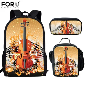 

FORUDESIGNS 2020 New 3Set School Bags For Teen Girls Boys Cool DJ Rock Music Guitar Printed Students School Backpacks Mochila