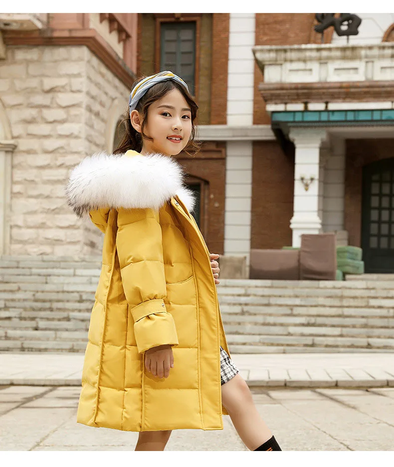 Christmas Teens Girls Down Jacket Winter Long Jackets Children Outerwear White Duck Down Warm Winter Jacket For Girls Fur Hooded (13)