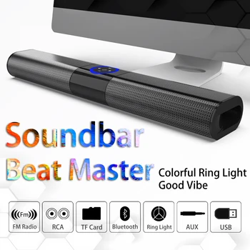 

Rsionch Column Wireless Bluetooth Speaker Soundbar Color Atmosphere Light TV Sound Bar AUX RCA with Wall Mount for Home Theater