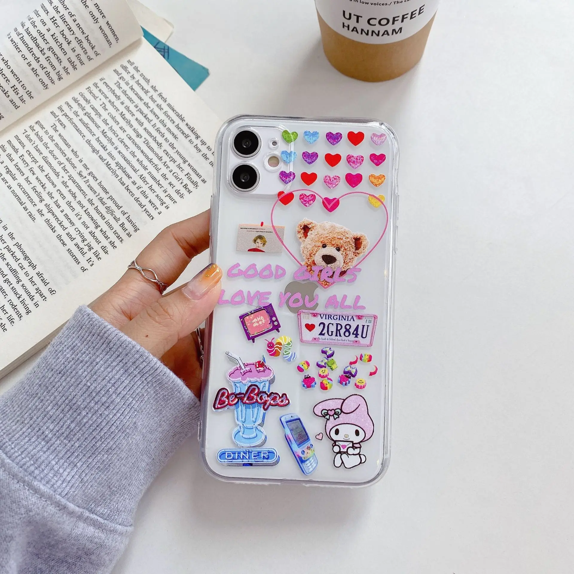 Girl's Heart Cartoon Bear Coque iPhone Silicone Case Xs Max for Apple X cover iphone 11 pro case x Women | Мобильные телефоны и