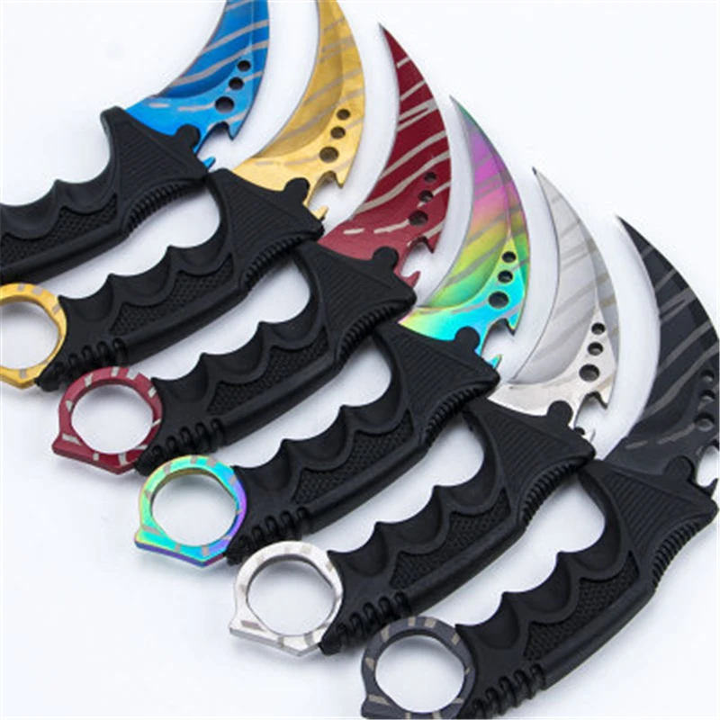 

Rainbow Titanium color no edge Stainless Steel knife Butterfly Training Knife butterfly knife game knife dull tool 5Cr13Mov
