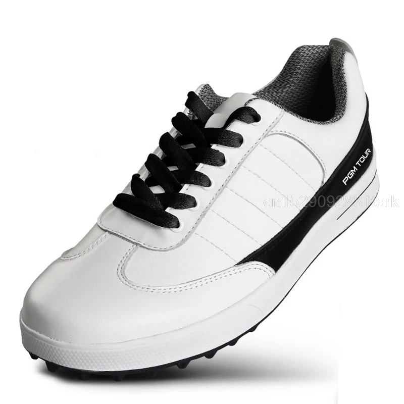 PGM Men's Golf Shoes Genuine Leather Waterproof Shoes Anti slip Spikes  Sports Golf Sneaker Ventilation Slot Design|Golf Shoe| - AliExpress