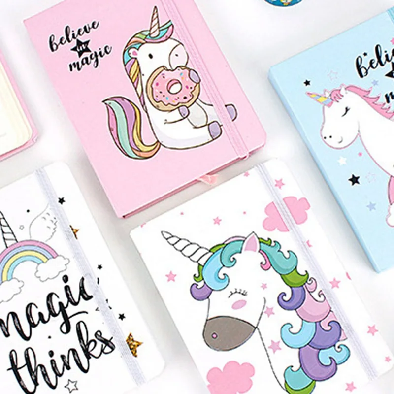 1 шт., мультяшный Единорог, твердая обложка, Kawaii, ученики, блокнот, блокнот, офисные канцелярские принадлежности, милые школьные принадлежности, случайный стиль