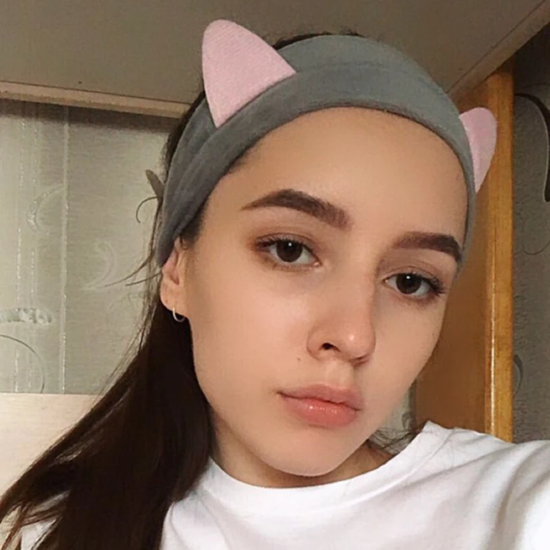 Женские повязки на голову, новинка, милые кошачьи ушки, эластичные повязки для волос для женщин, мягкие, для мытья лица, для ванны, для макияжа, повязки на голову, аксессуары для волос для девочек