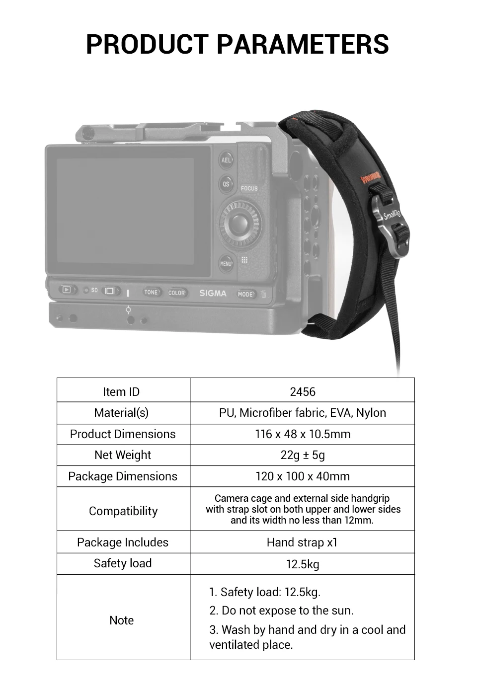 câmera DSLR, punho lateral, slot ajustável, suporte seguro, Rig -2456