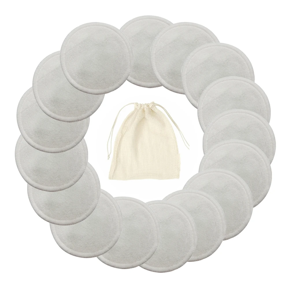 White 16pcs 16 шт Многоразовые моющиеся круглые бамбуковые подушечки для снятия макияжа с сумкой для хранения перчатки для ухода за кожей принадлежности для стирки - Цвет: White 16pcs