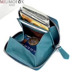 Simple Leather Coin Purse Men Small Change Pocket RFID Blocking Short Business Cards Holder Women Elegant Mini Wallet Money Bag