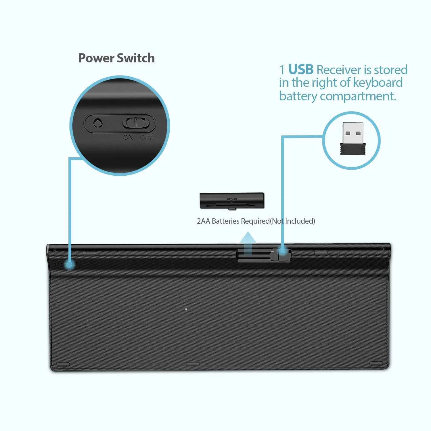 Teclado sem Fio 2.4g Fino e Compacto com Teclas Numéricas Layout Espanhol Adequado para Imac Mac Macbook Laptop Preto e Cinza - Imagem 3