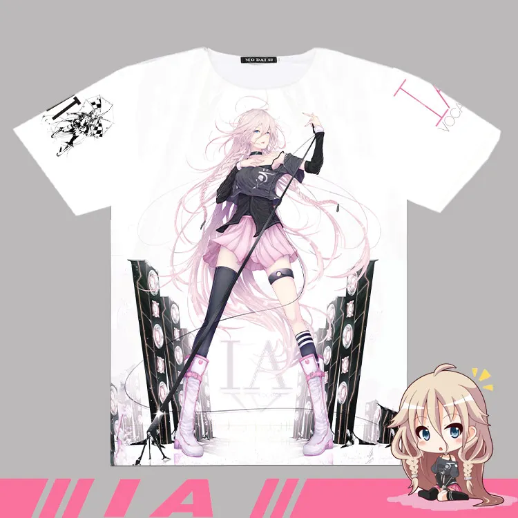 Японский Аниме VOCALOID IA Косплей Футболка полный графический с коротким рукавом унисекс студенческий Casula летние женские мужские футболки