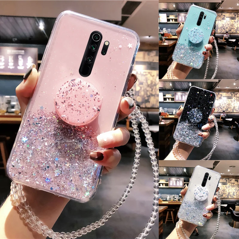 Чехол для Redmi Note 8 Pro чехол Xiaomi 7 8T 7A 8A K20 K30 блестящий с блестками Mi 10 CC9 PRo 9T 9 SE A3