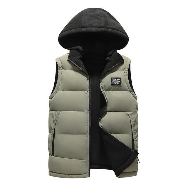 Men's Winter Vest Sleeveless Jackets Thick Warm Down Coats Outwear Slim Hooded Solid Vests Men Zipper Cotton Waistcoat 3XL