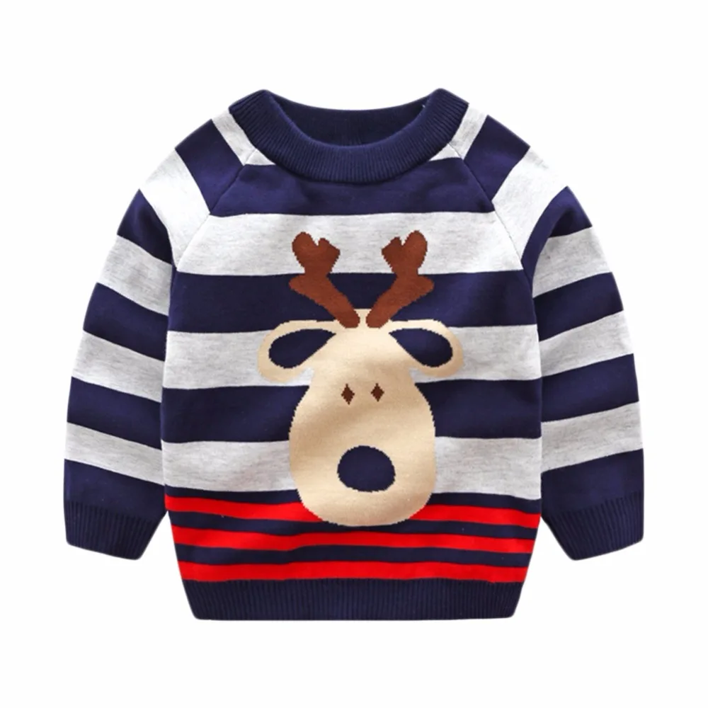 Милые рождественские свитера с рисунком для маленьких девочек осенне-зимний пуловер для мальчиков вязаный Повседневный свитер детские топы с длинными рукавами для малышей