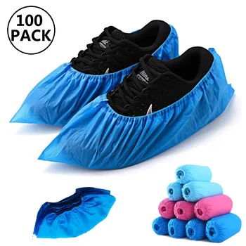 

100pcs Waterproof Boot Covers Plastic Disposable Shoe Covers Overshoes Dustproof Safety Anti Slip Rain Boots Rain Shoes Cover